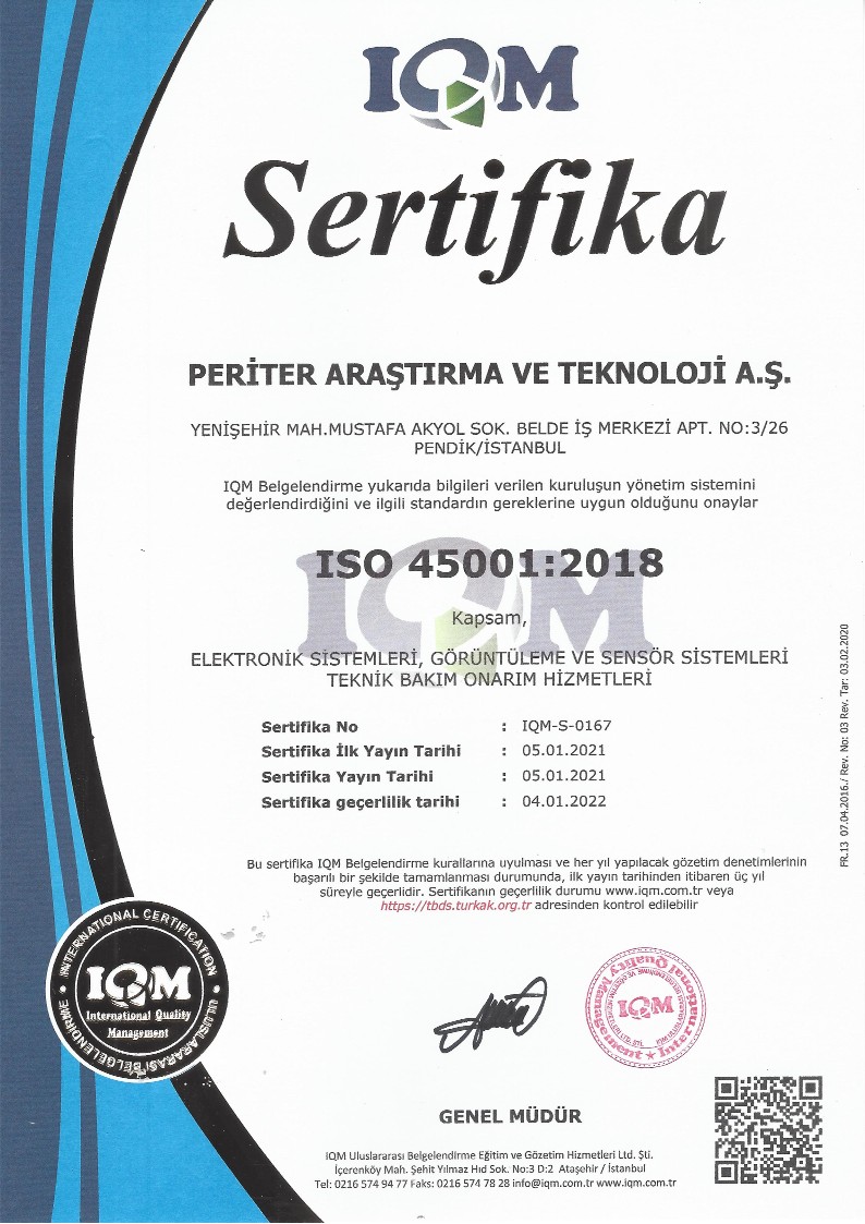 Periter ISO 45001 İş Sağlığı ve Güvenliği Sertifikası