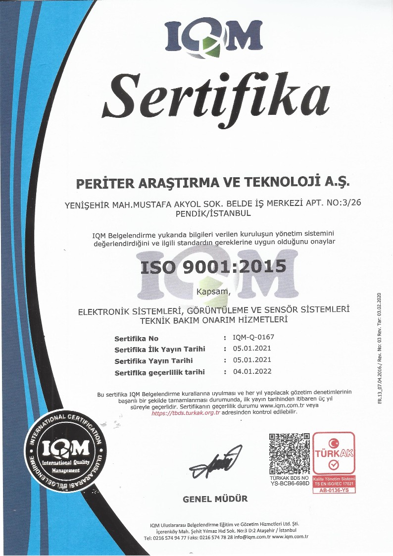 Periter ISO 9001 Kalite Sertifikası